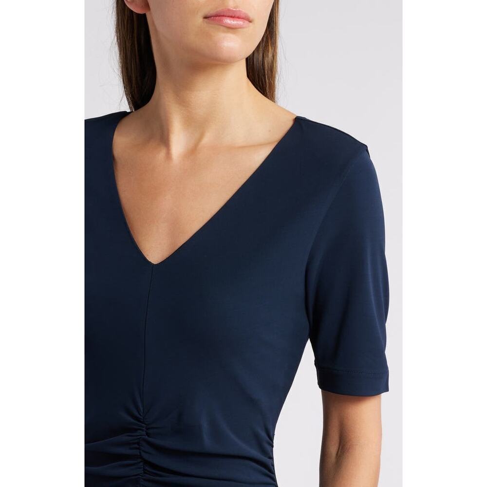 Boss Hugo Boss Erina midi dress dark blue ruched Dress XL Minimalist Modest View 2